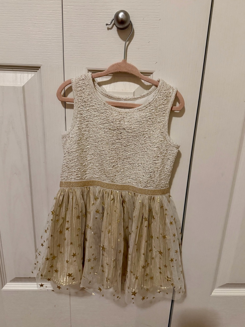 Place Cream Dress with Gold Star Tulle Skirt
